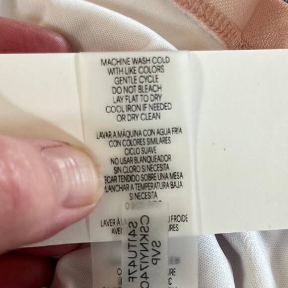 Calvin Klein Pink Chiffon Gathered Sleeveless Faux Wrap V-Neck Top Large NWT - Picture 11 of 13